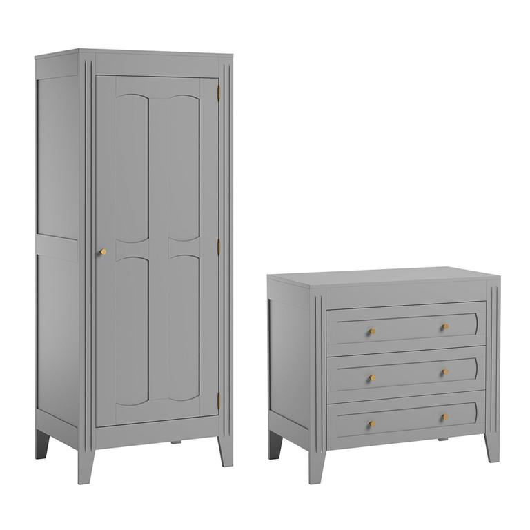 BABYZIMMER 2-teilig Grau - Grau, Holzwerkstoff (100/192/55cm) - Petits-meubles