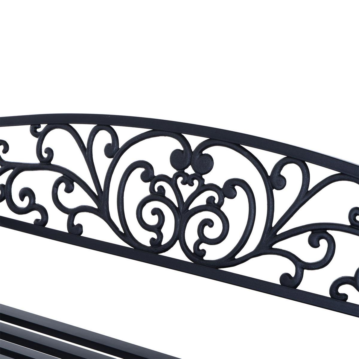GARTENBANK, 127x60x85 cm, Metall, Schwarz - Schwarz, Metall (60/85/127cm) - Outsunny