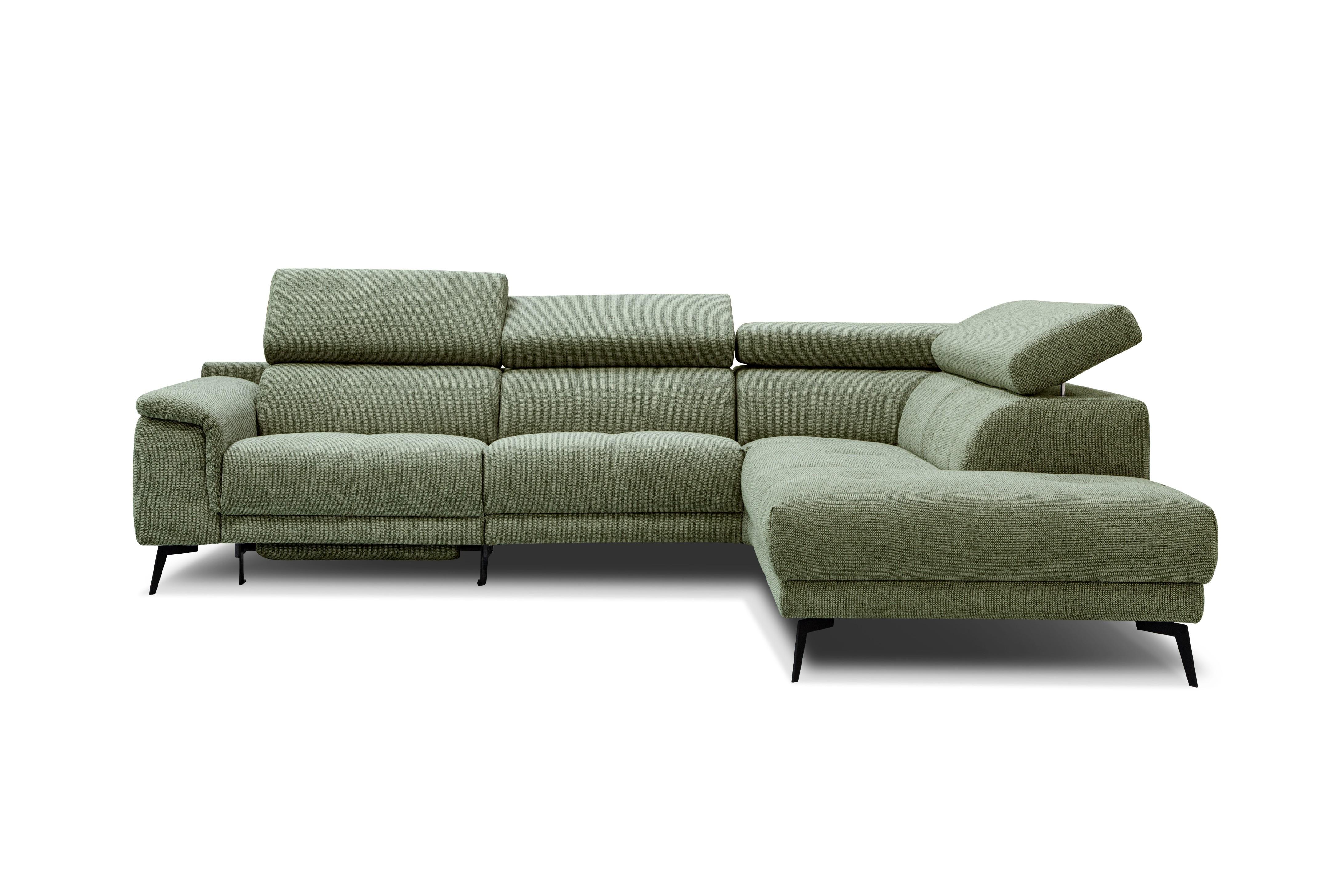 ECKSOFA FIERO 5-Sitzer mit 1 Relaxfunktion, olivgrün - Olivgrün, Holzwerkstoff/Textil (290/228cm) - Wozimo