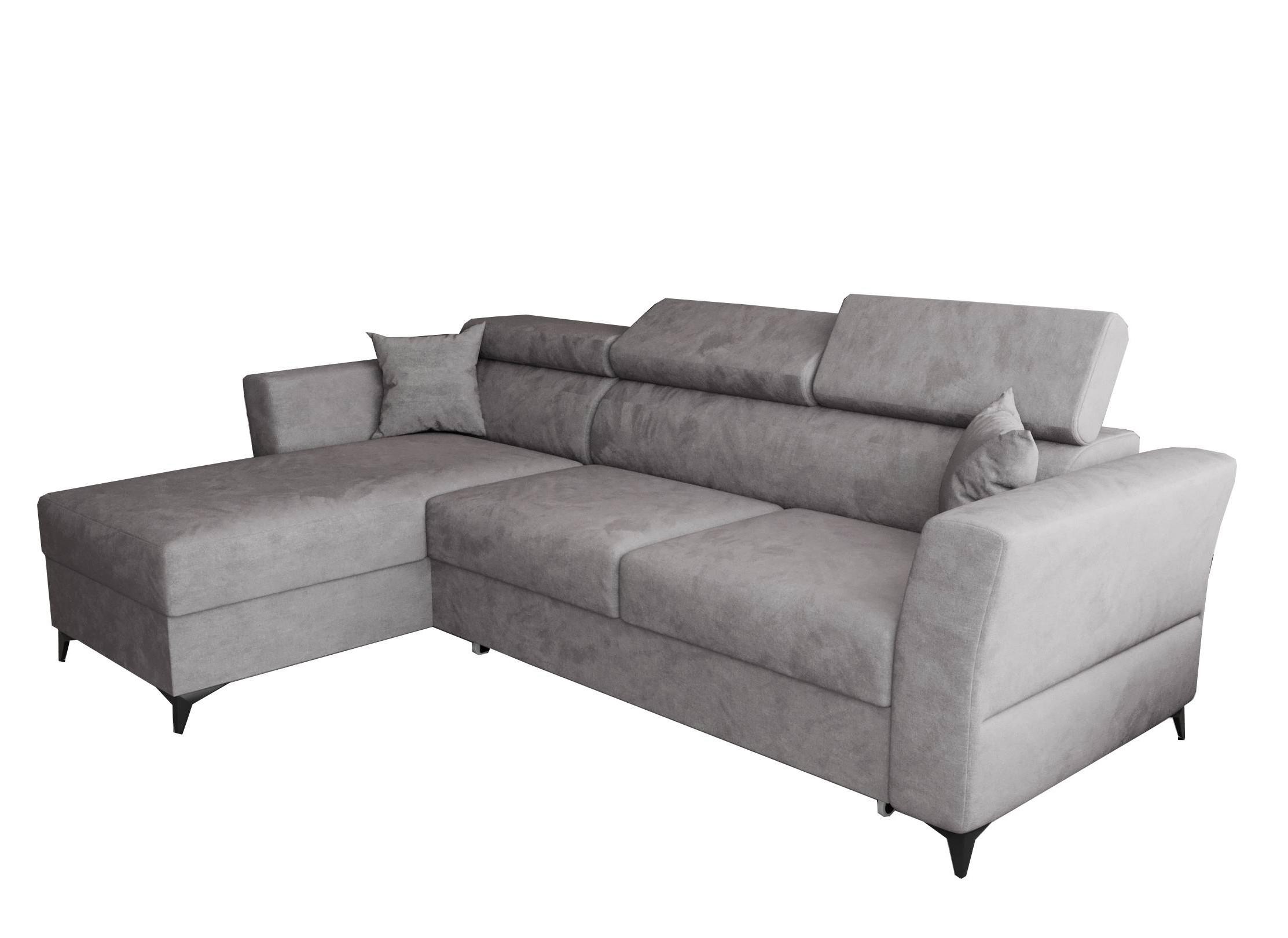 ECKSOFA L Form Ribella Grau 265/180/100 cm Links mit Schlaffunktion - Hellgrau/Schwarz, Textil/Metall (180/265cm) - AX Living
