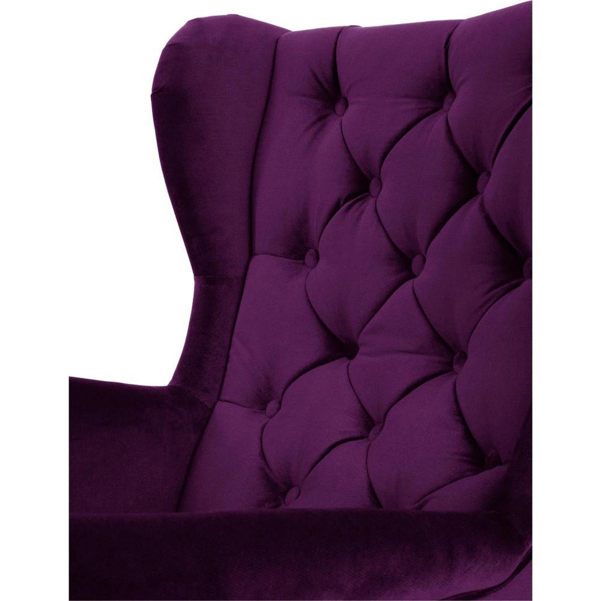 CHESTERFIELD-SESSEL Falco violett mit Holzbeinen - Wengefarben/Violett, Holz/Textil (82/102/92cm) - Beautysofa