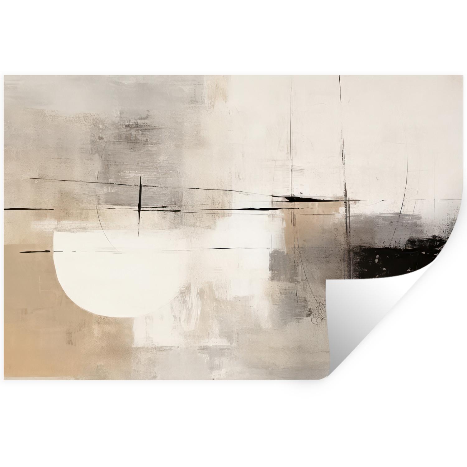 WANDTATTOO Abstrakt - Kunst - Grau Wandsticker 120x80 cm - Hellgrau, Kunststoff (120/80/0.1cm) - MuchoWow
