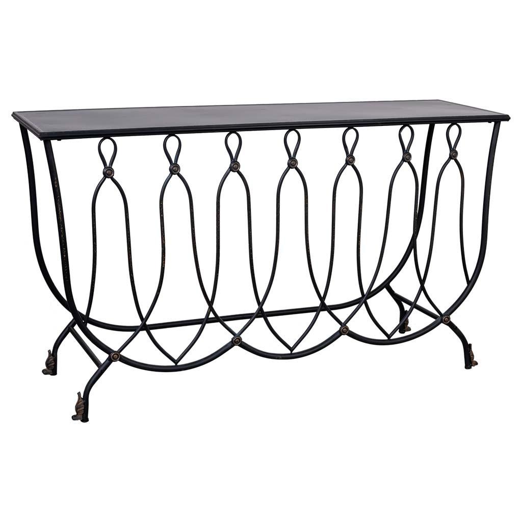 KONSOLE aus gealtertem schwarzen Metall 144x40x79 cm - Schwarz, Metall (40/144/79cm) - Wanderlust