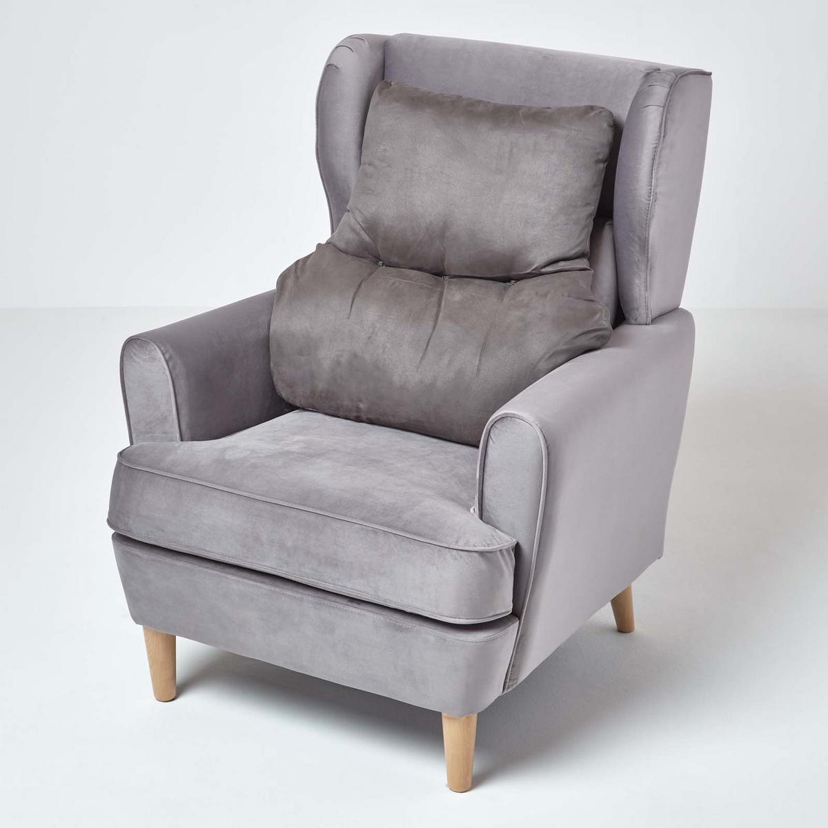 RÜCKENKISSEN grau 68/58 cm – Stützkissen für Sessel, Velours - Grau, Textil (68/15cm) - Homescapes