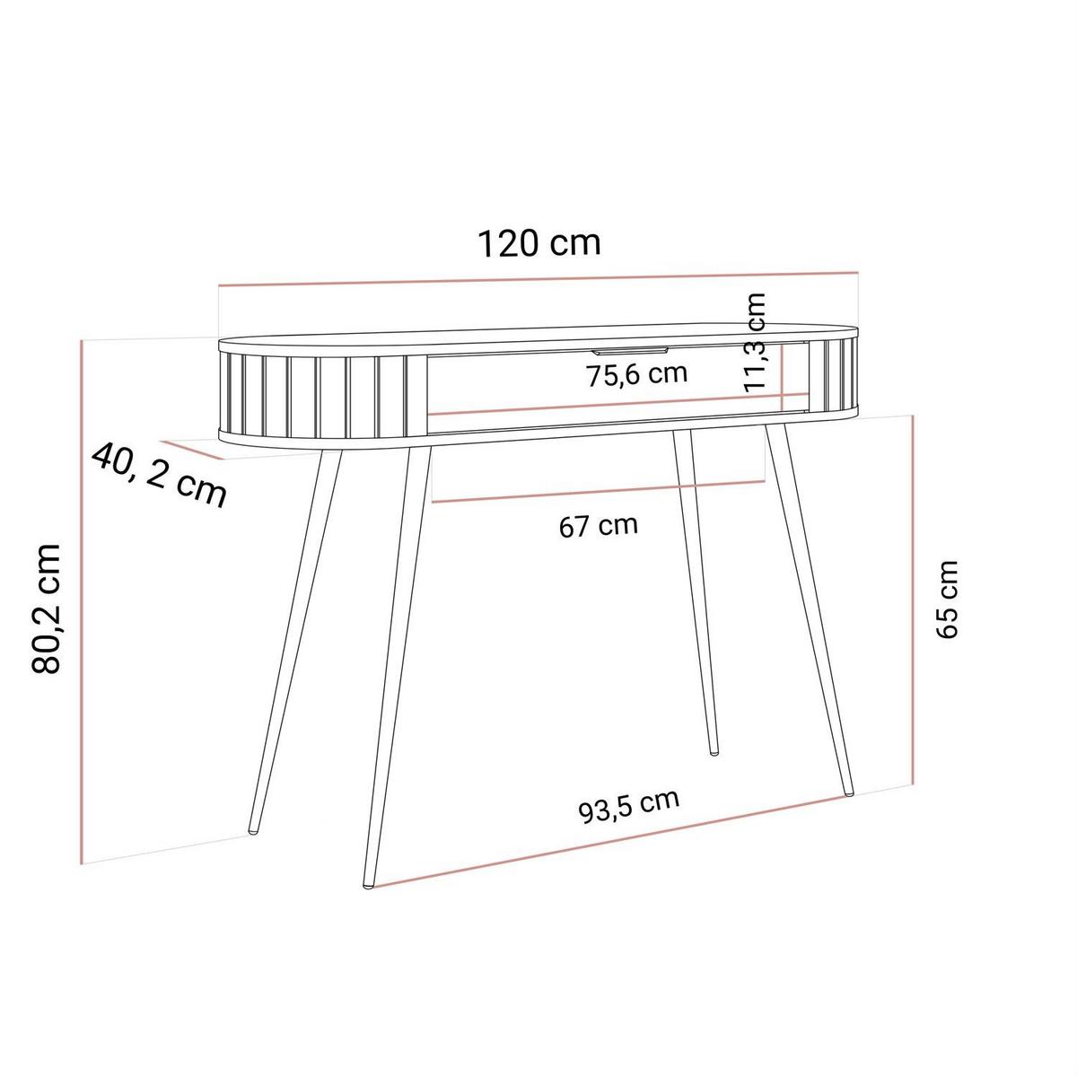 KONSOLE WILLOW 120 cm, mit hohen Beinen, mit Spiegel - Eichefarben, Holzwerkstoff (120/80/40cm) - Lookway