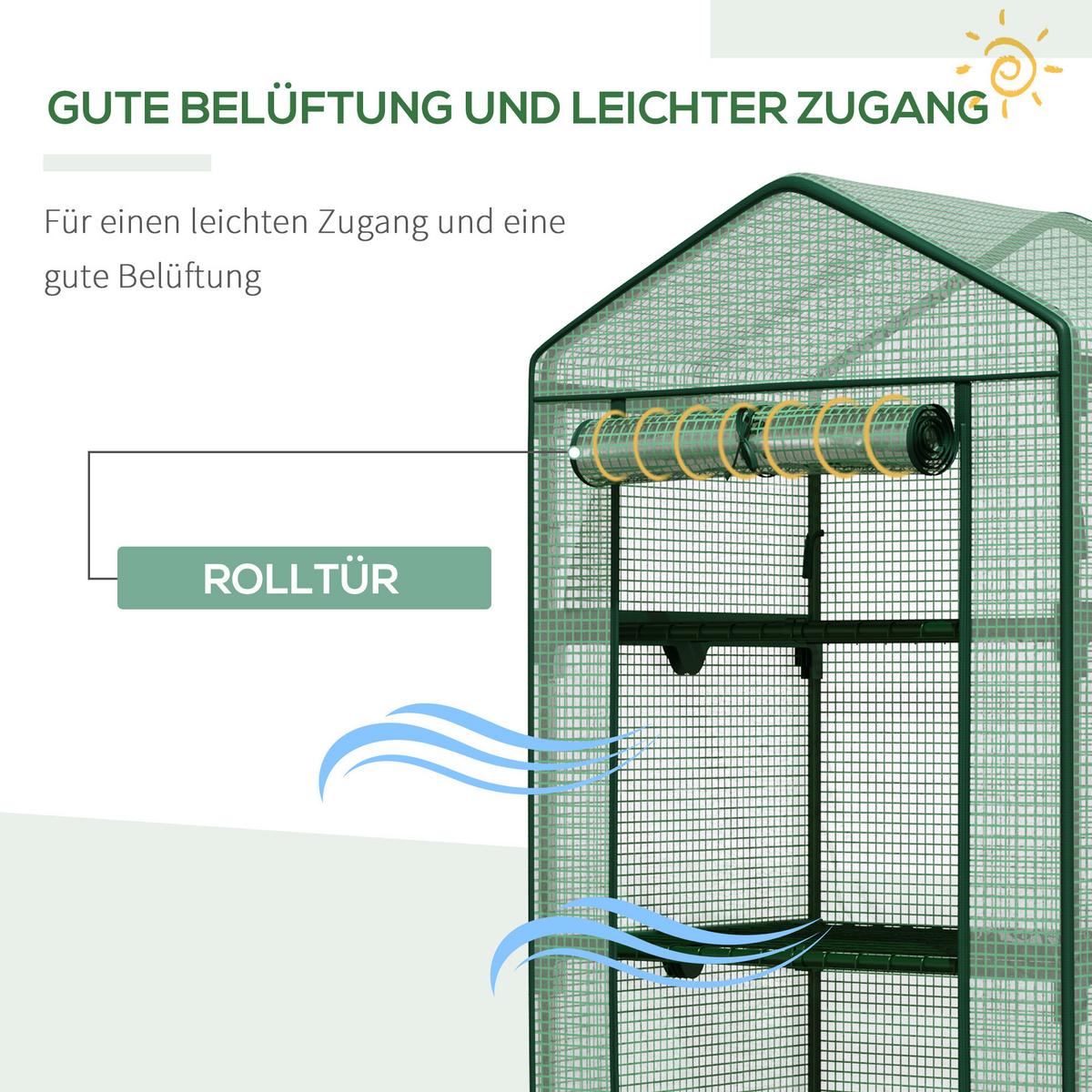 FOLIENGEWÄCHSHAUS, Grün, Metall, PE - Grün, Kunststoff (49/125/69cm) - Outsunny