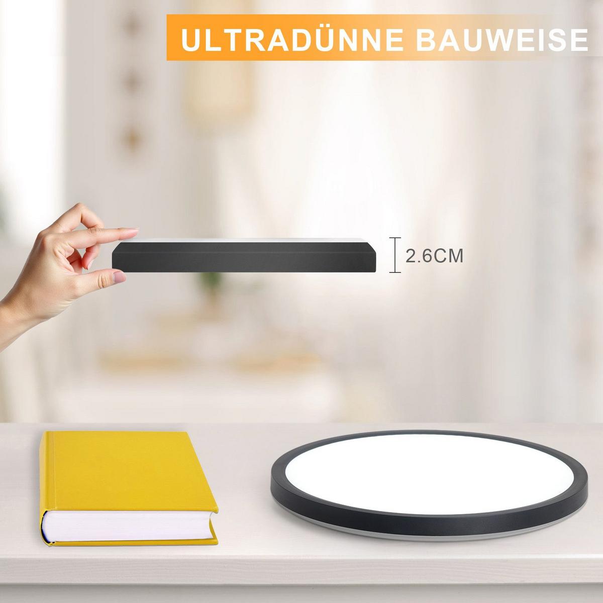 LED-DECKENLEUCHTE Maksymchuk 30/30/2.6 cm - Schwarz, Kunststoff (30/30/2.6cm) - Nettlife