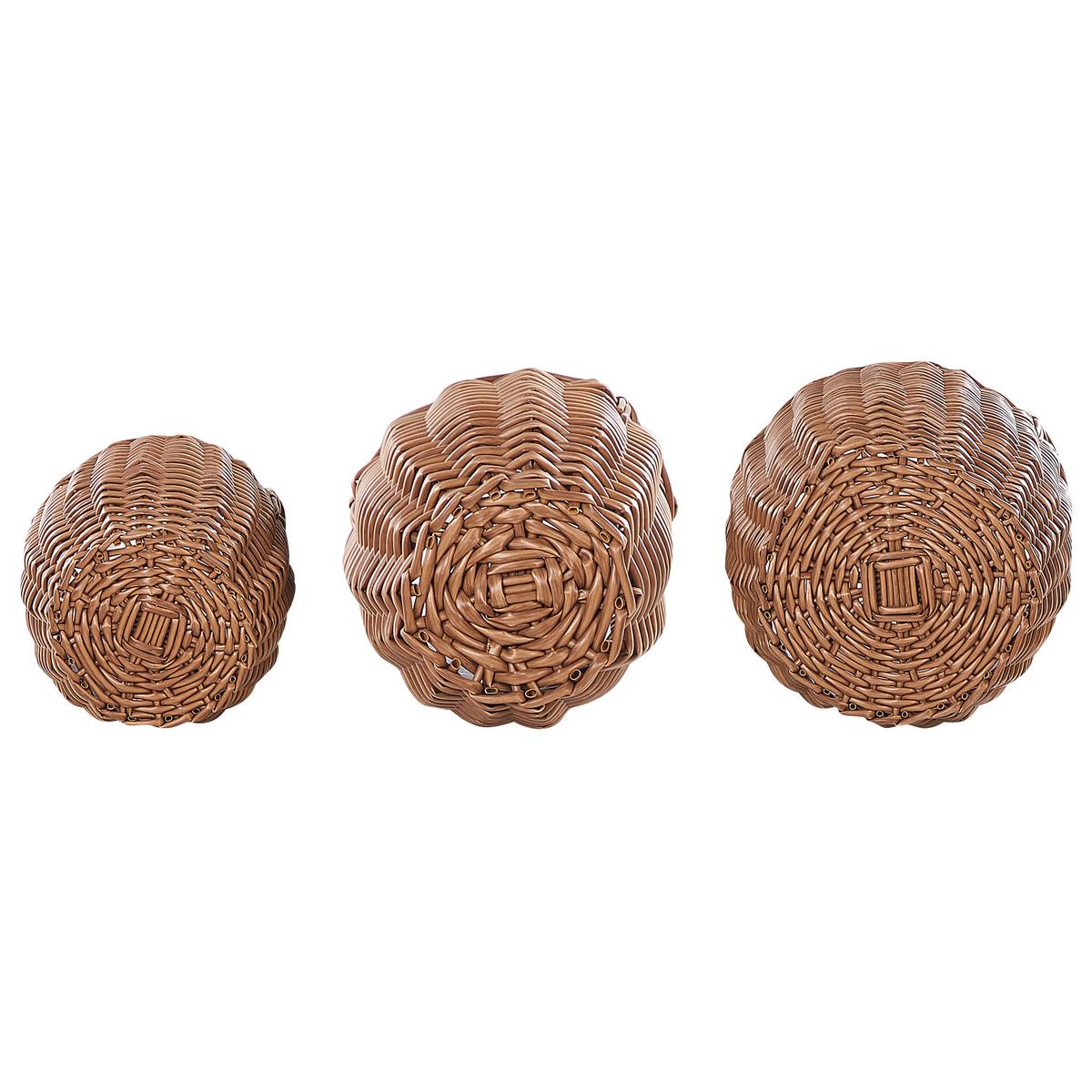 BLUMENKORB Braun Aucuba - Hellbraun, Kunststoff (26cm) - Beliani
