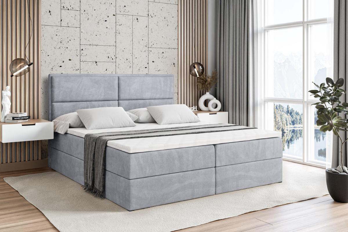 BOXBETT mit Matratze H3 und Lattenrost - AURA - 140x200 Hellgrau - Hellgrau, Holzwerkstoff (140/200cm) - ALTDECOR