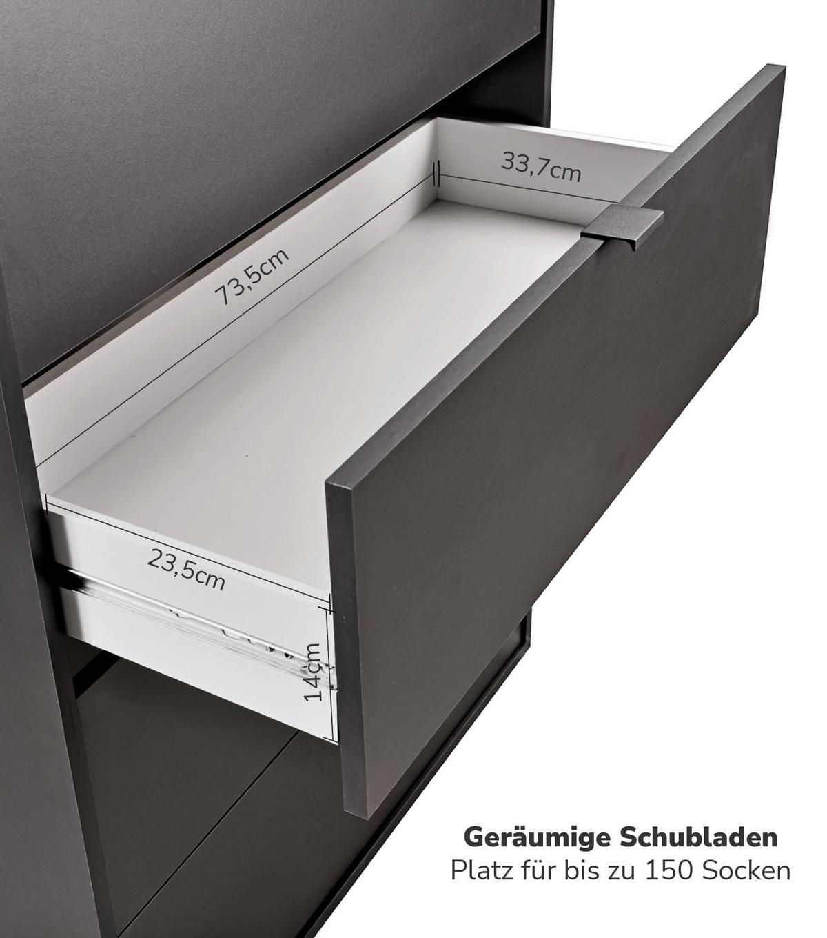 KOMMODE Die Stilvolle - Anthrazit, Holzwerkstoff (80/95/40cm) - Mokebo