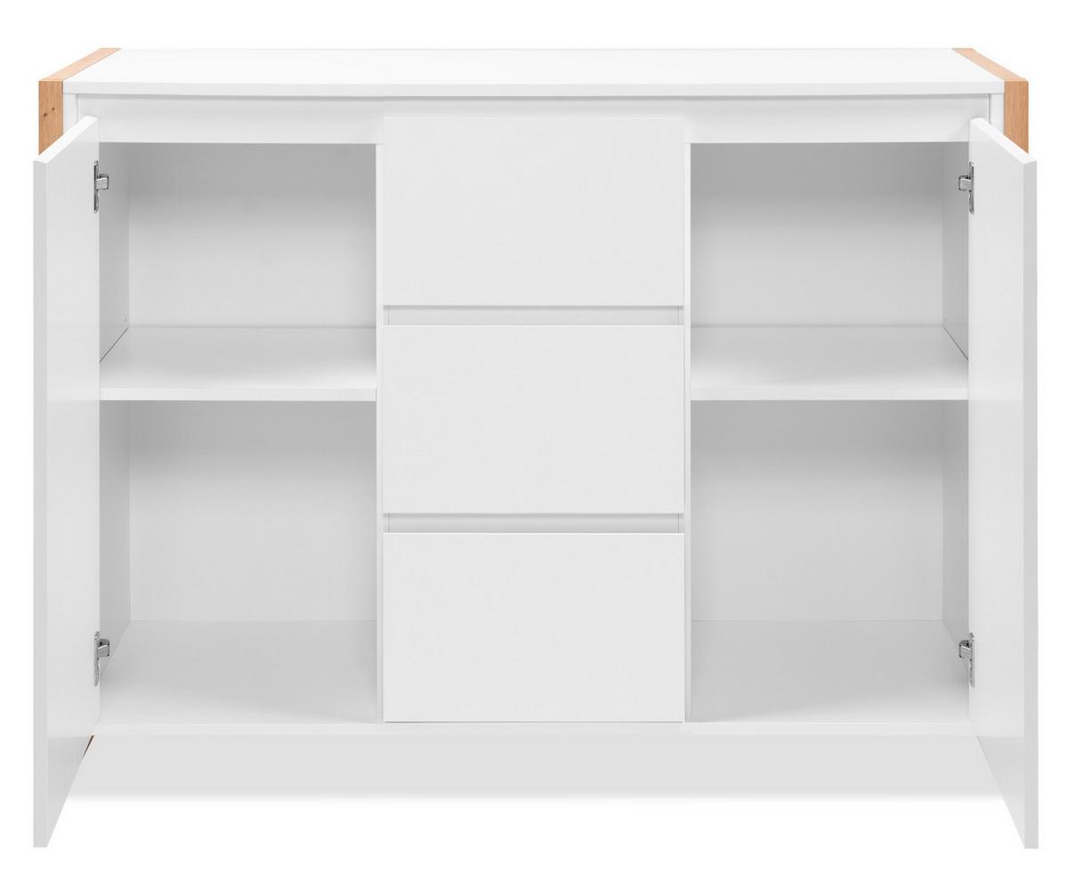 SIDEBOARD weiß, Eiche Artisan 120 x 88 cm, Kommode mit viel Stauraum - Weiß/Eiche Artisan, Holzwerkstoff (120/88/40cm) - Furn.Design