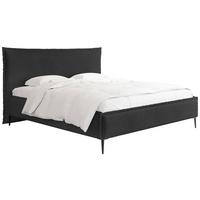 POLSTERBETT Pillow Rise mit Bettkasten, Lattenrost & hohen Metallfüßen in Schwarz Bouclé 200x200 cm - Birkefarben/Schwarz, Holz/Textil (200/200cm) - WFL GROUP