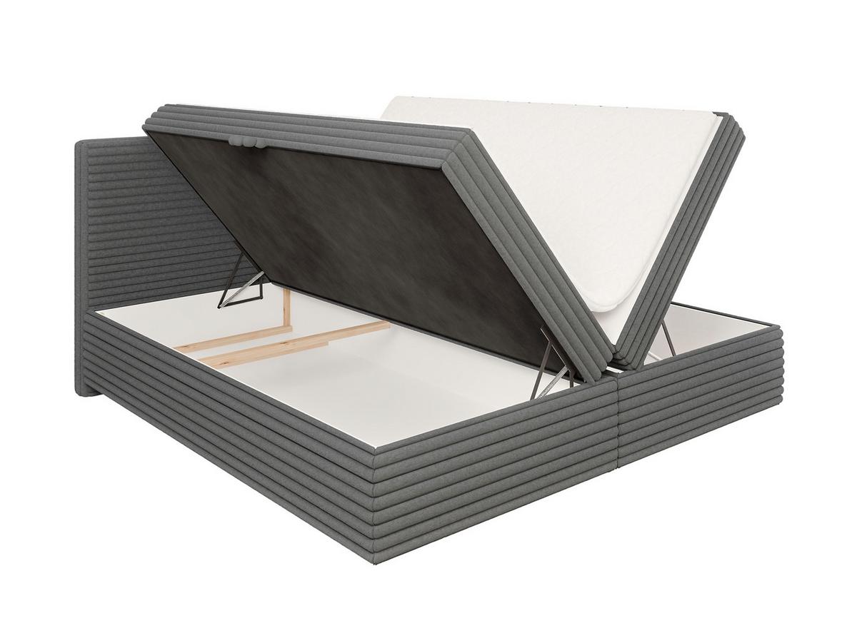 BOXBETT Roma 200/200 cm Dunkelgrau Plüschcord - Dunkelgrau/Schwarz, Holz/Kunststoff (200/200cm) - S-Style Möbel