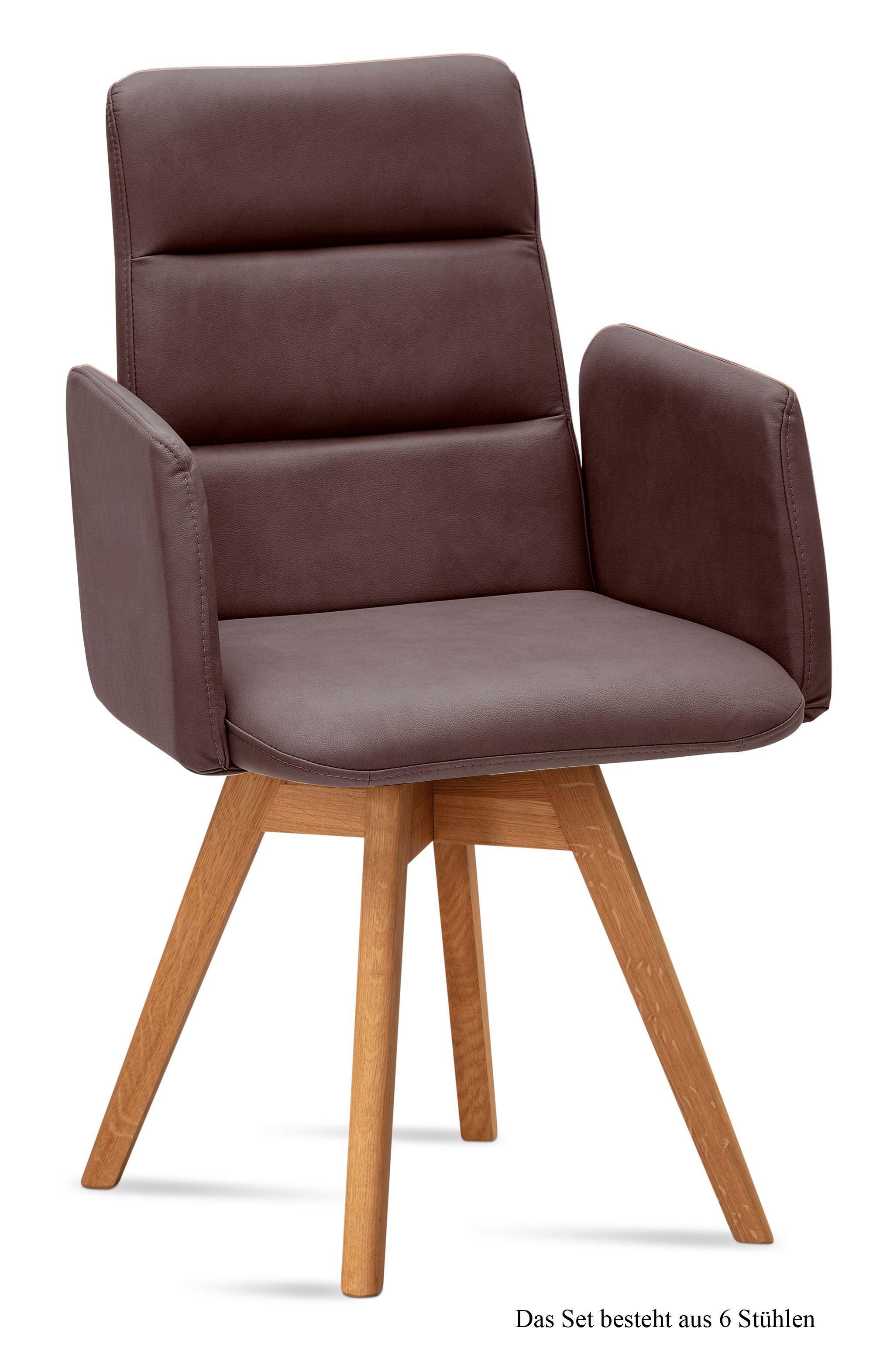 ARMLEHNSTUHL drehbar (6er-Set) Dorit 52x92x60 Eiche geölt/Braun - Eichefarben/Braun, Kunststoff (60/92/52cm) - 58aufmkessel