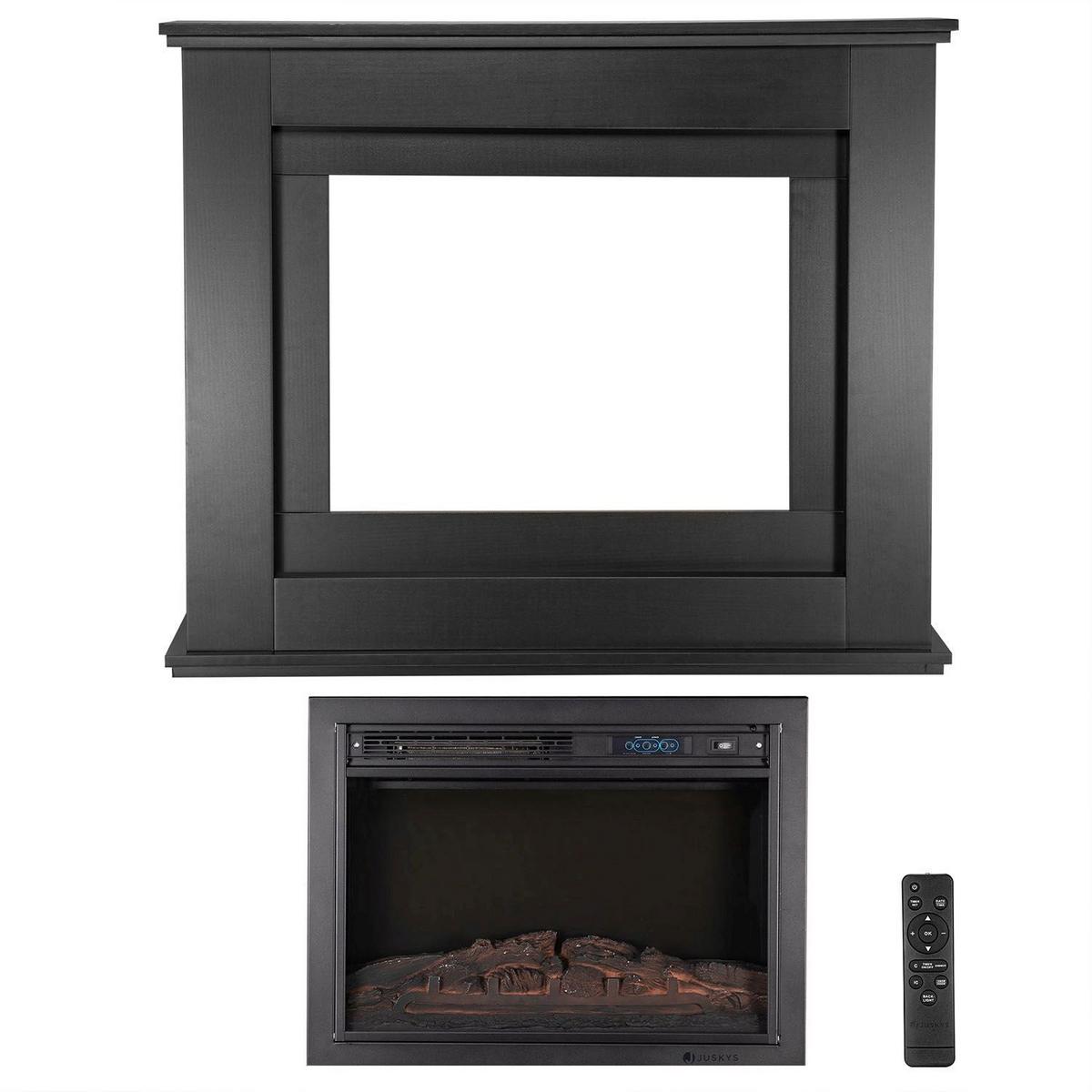 ELEKTROKAMIN 2000W rechteckig schwarz mit Flammeneffekt - Schwarz, Holz (100/82/28cm) - Juskys