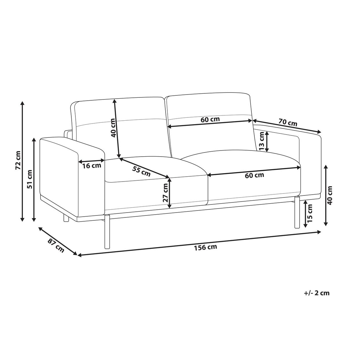 2-SITZER-SOFA Stoff braun Lederoptik Sovik - Braun, Textil (156/72/87cm) - Beliani