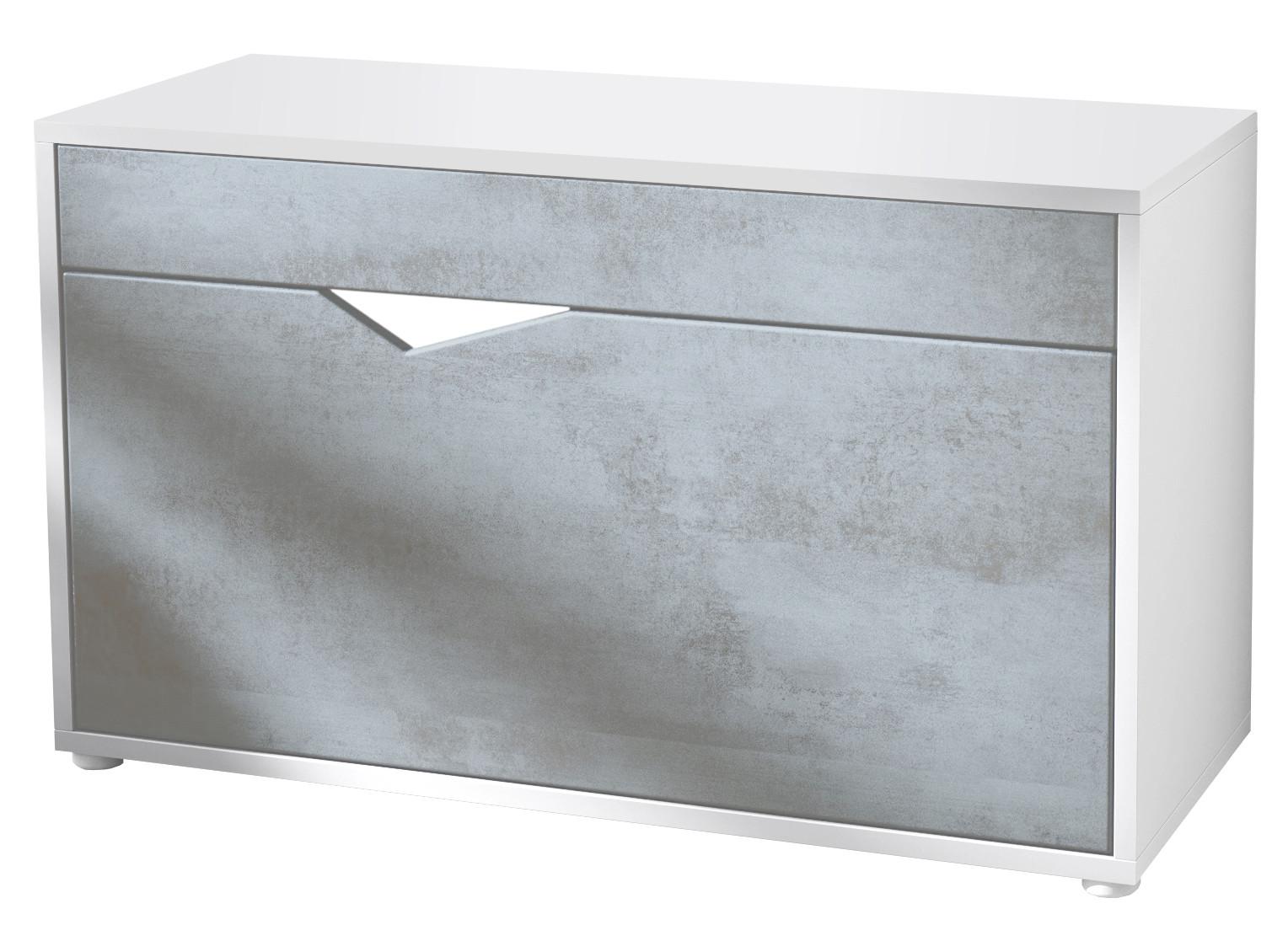 SCHUHSCHRANK Kolmio Beton Oxid Optik - Hellgrau, Holzwerkstoff (85/50/33cm) - Vladon