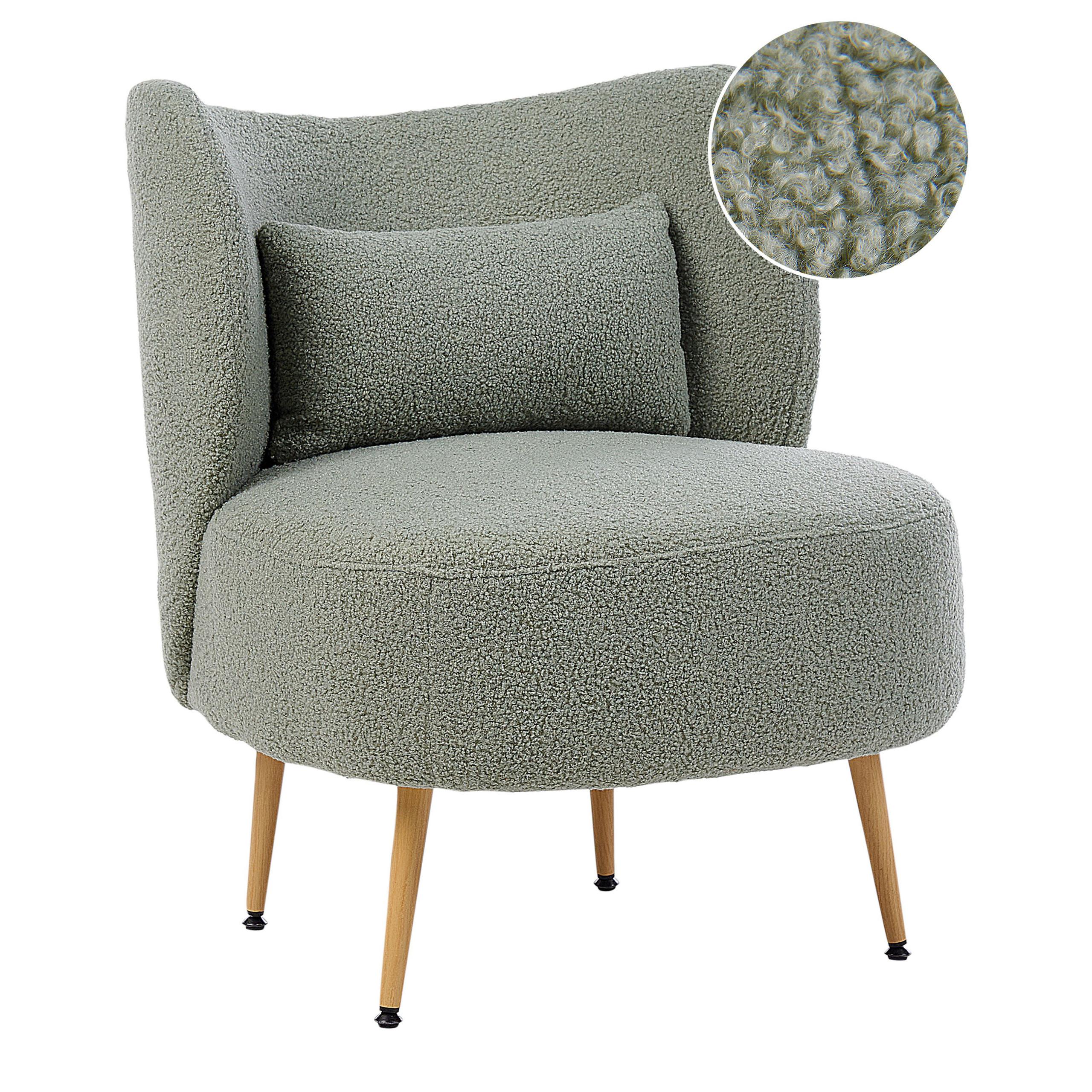 SESSEL mit Kissen Bouclé Grün Otsby II - Grün, Textil (60/76/55cm) - Beliani