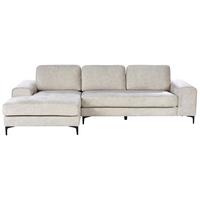 ECKSOFA 4-Sitzer Samtstoff Hellbeige rechtsseitig Kiruna - Beige/Schwarz, Textil (290/148cm) - Beliani