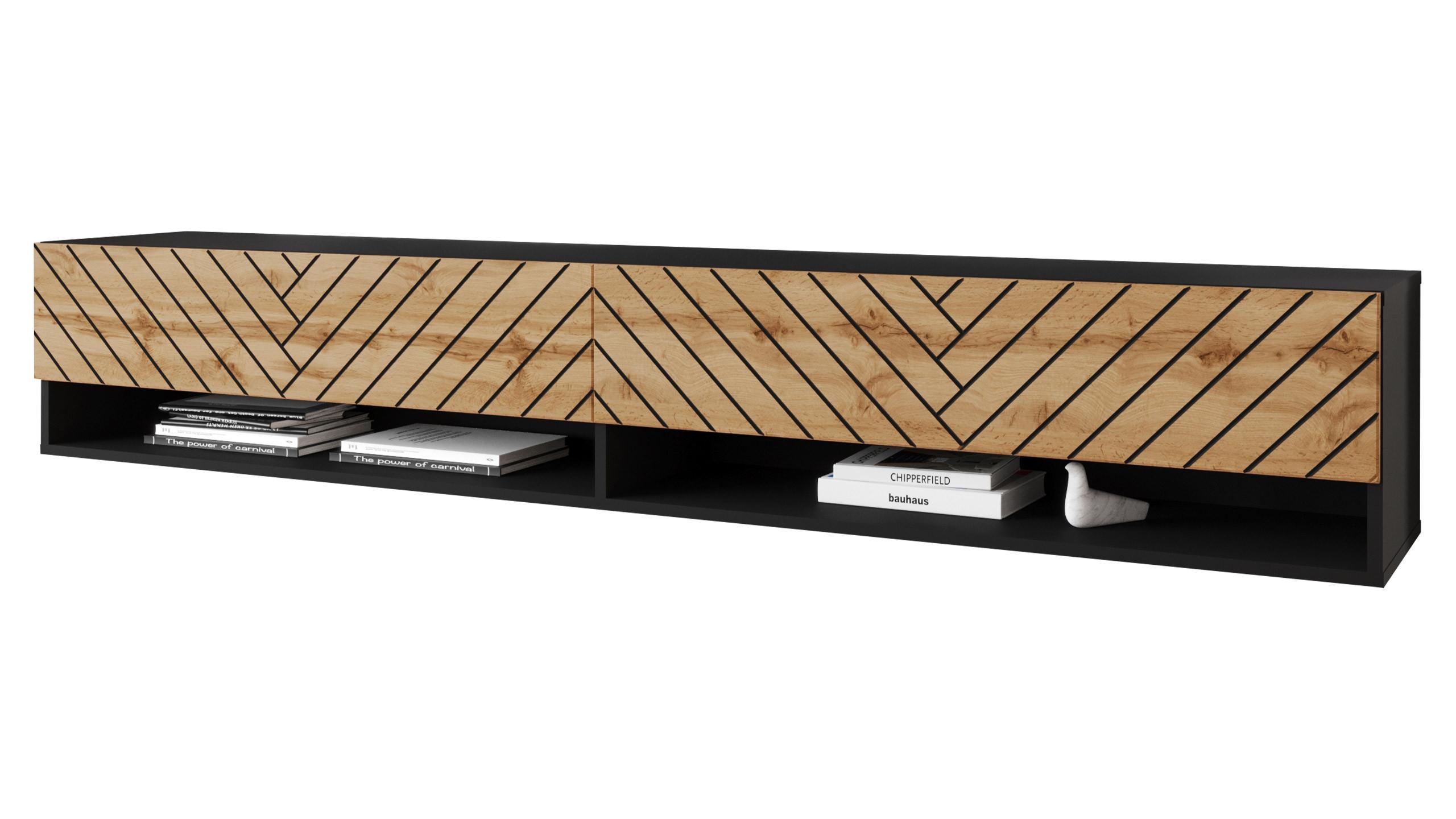 TV-LOWBOARD A180 MDF - Eiche Wotan/Graphitfarben, Holzwerkstoff/Kunststoff (180/30/33cm) - MIRJAN24