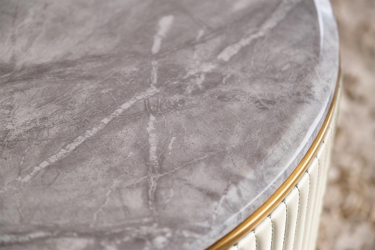 COUCHTISCH MARIA Weiß Marmor, Kunstleder - Schwarz/Weiß, Stein/Metall (70/130/45cm) - KAWOLA
