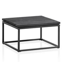 COUCHTISCH aus Mango Massivholz und Metall, Quadratisch, Natürliche Holzmaserung, Schwarz 60 x 60 x 35 cm - Schwarz, Holz/Metall (60/60/35cm) - KADIMA DESIGN