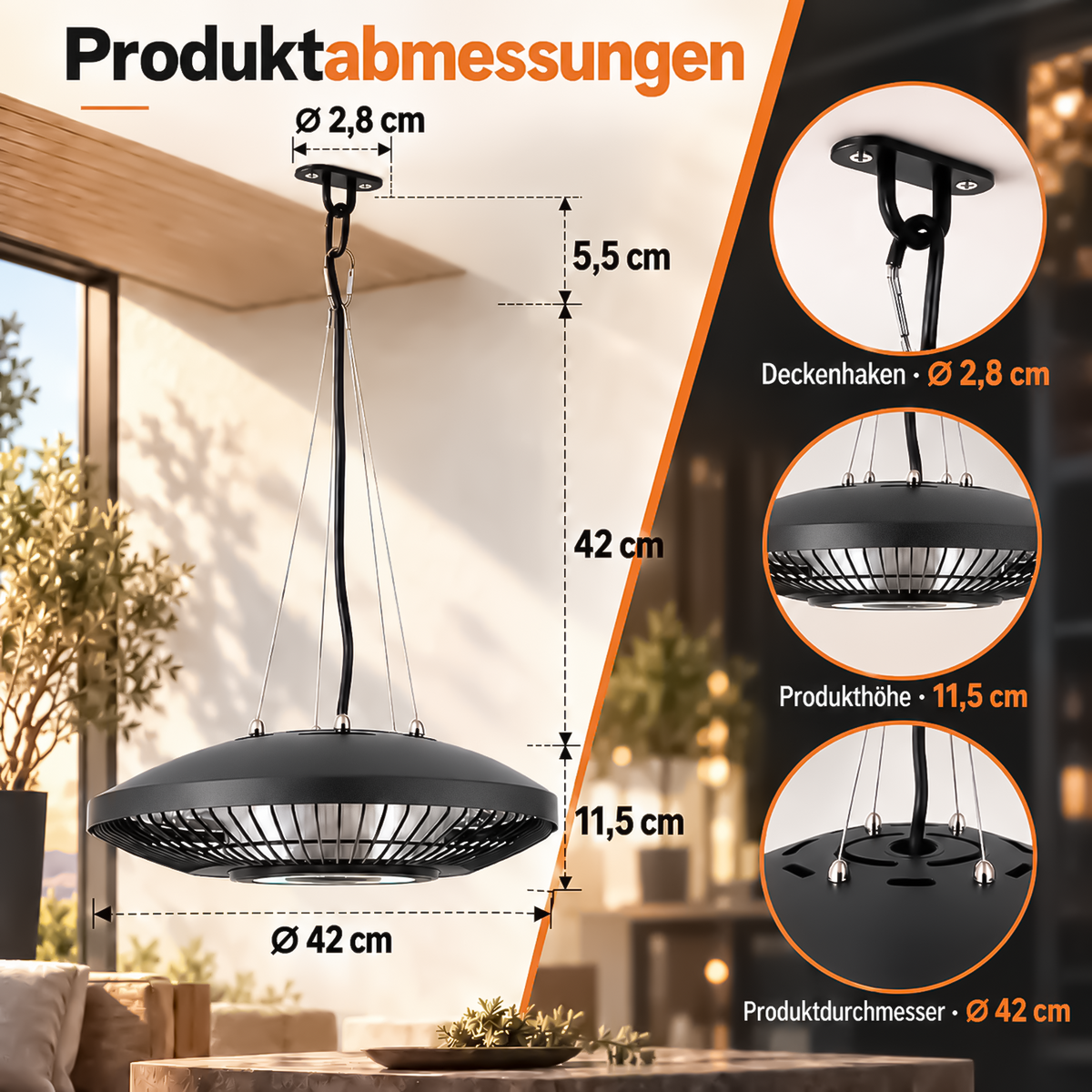 INFRAROTHEIZUNG Jyntar 42/42/59 cm - Schwarz, Metall (42/59/42cm) - ZMH