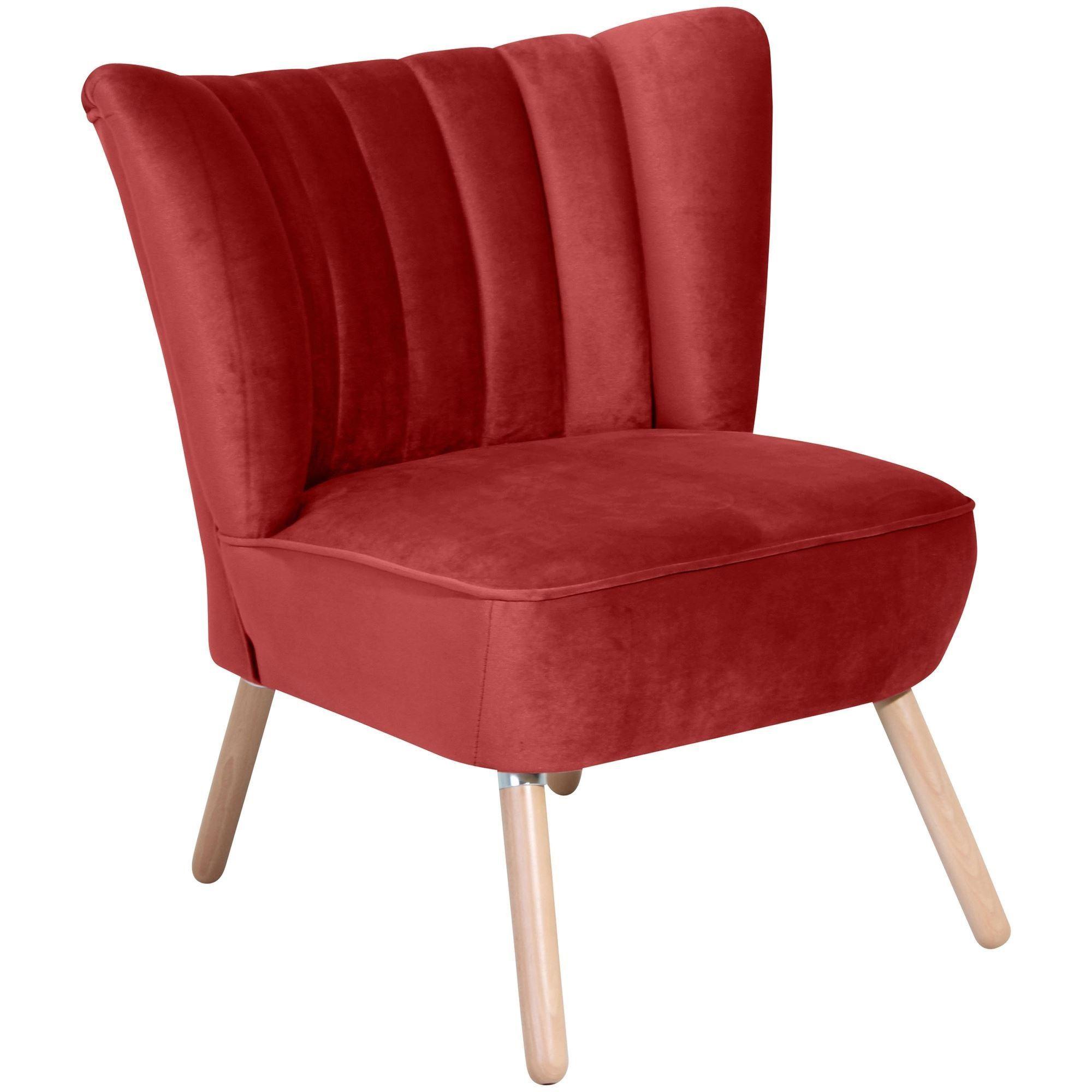 SESSEL Kadisha Bezug Samtvelours Buche natur / ziegel - Buchefarben/Kirschrot, Kunststoff (70/80/66cm) - 58aufmkessel