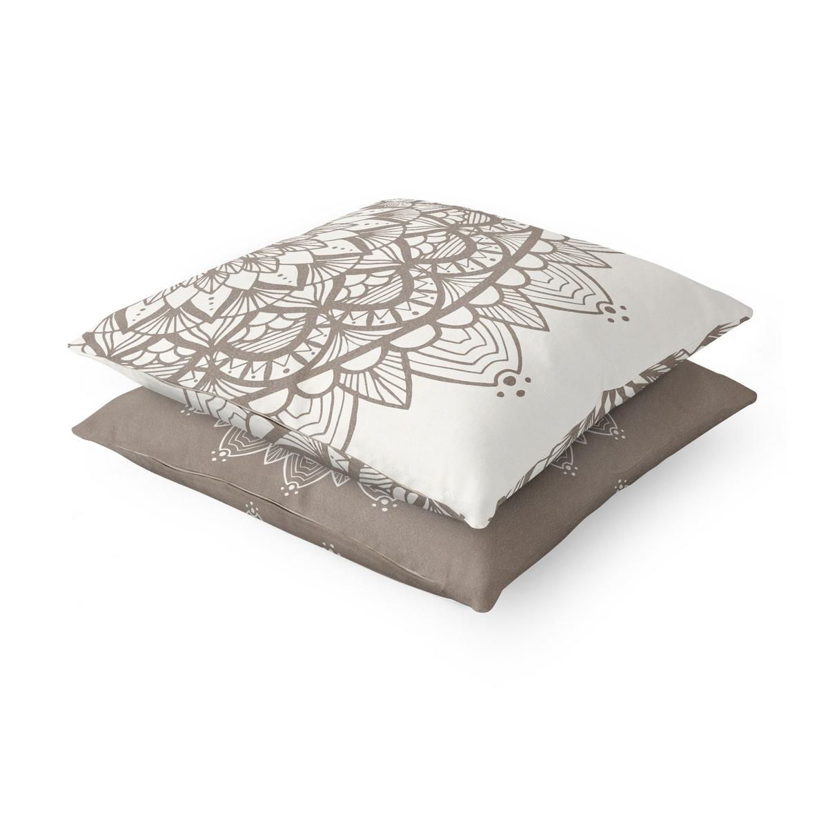 DEKOKISSEN 2er-Set Mandala Illustration shabby Set beige weiß 40/40 cm - Weiß, Textil (40/40cm) - Bilderwelten