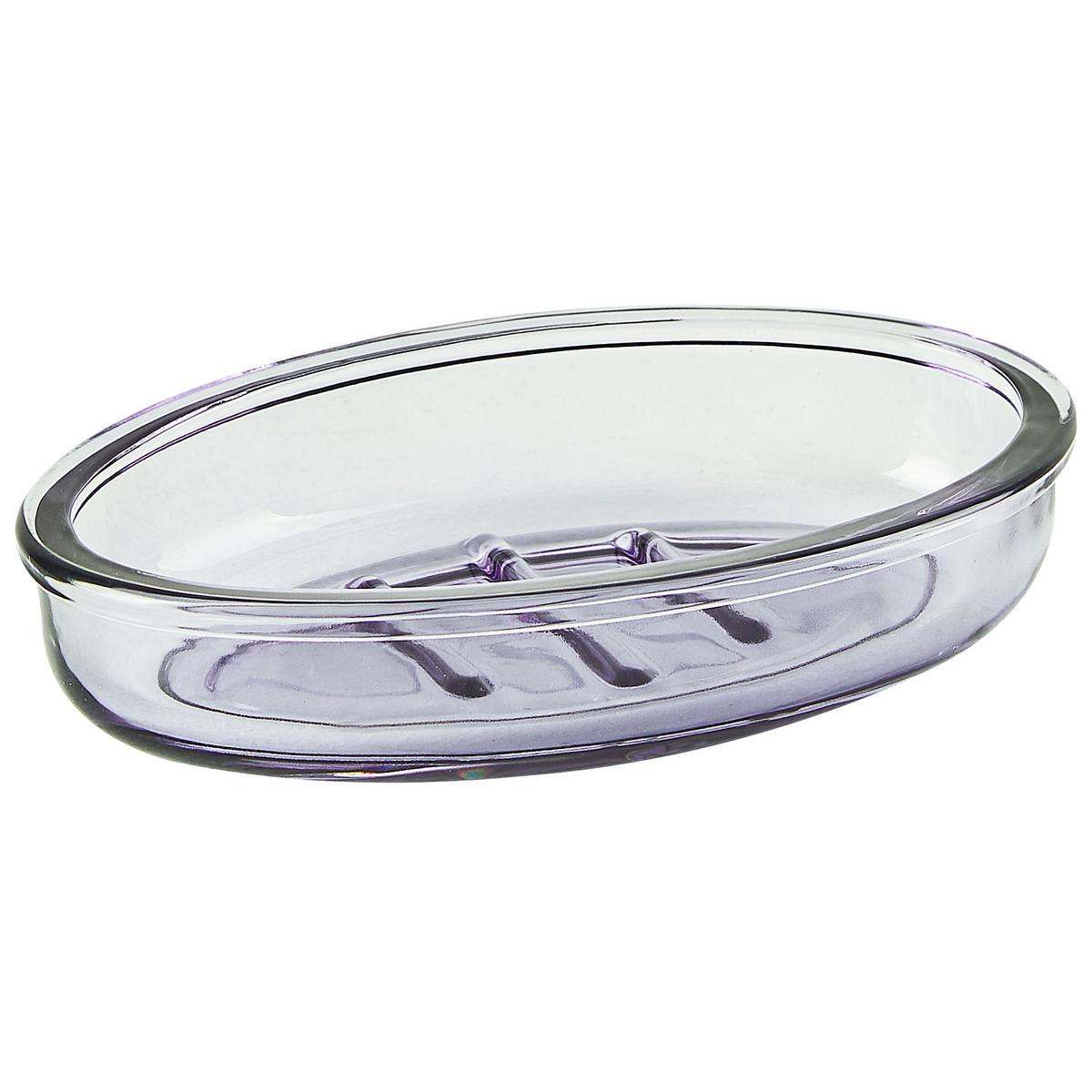BADEZIMMER Set 4-teilig Glas violett Telma - Violett/Silberfarben, Glas (15/12/11cm) - Beliani