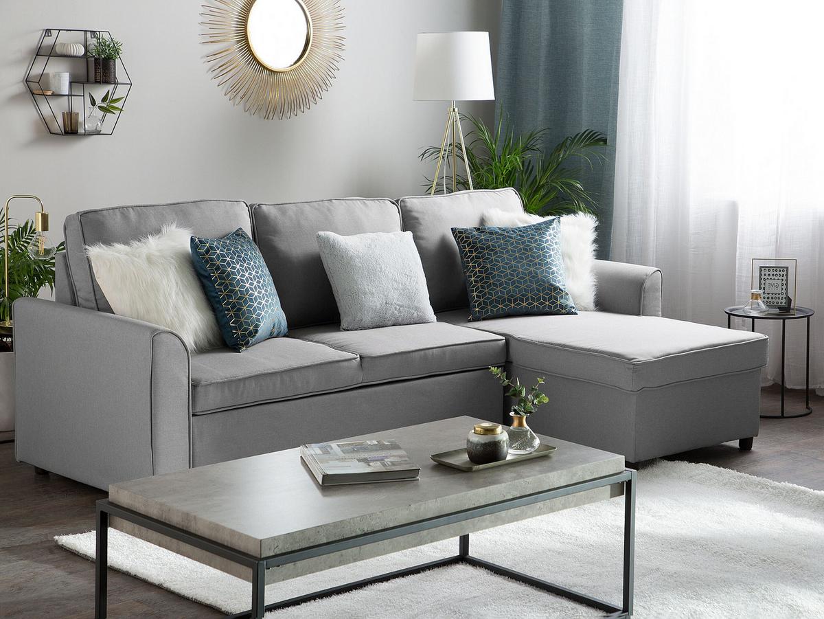 ECKSOFA Polsterbezug Hellgrau rechtsseitig Nesna - Hellgrau, Textil (228/145cm) - Beliani