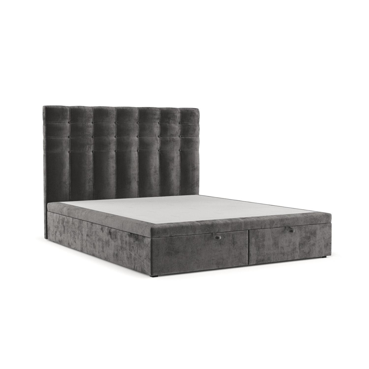 POLSTERBETT Callo mit Stauraum 180/200 cm Stahl im Lotta Stoff - Graphitfarben/Schwarz, Holz/Holzwerkstoff (180/200cm) - AltaBeds