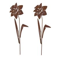 GARTENSTECKER Metall – 2er-Set Osterglocken Gartendeko in Rostoptik - Braun, Metall (37cm) - Homescapes