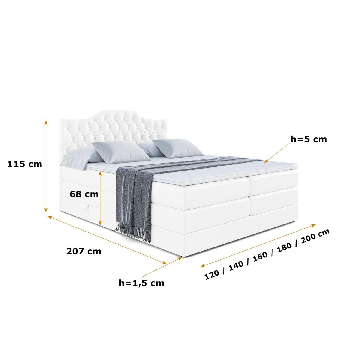 BOXSPRINGBETT VILA-1 KING - 140x200 - H3/H4 - Weiß Hochglanz - Weiß Hochglanz, Holzwerkstoff (140/200cm) - ALTDECOR