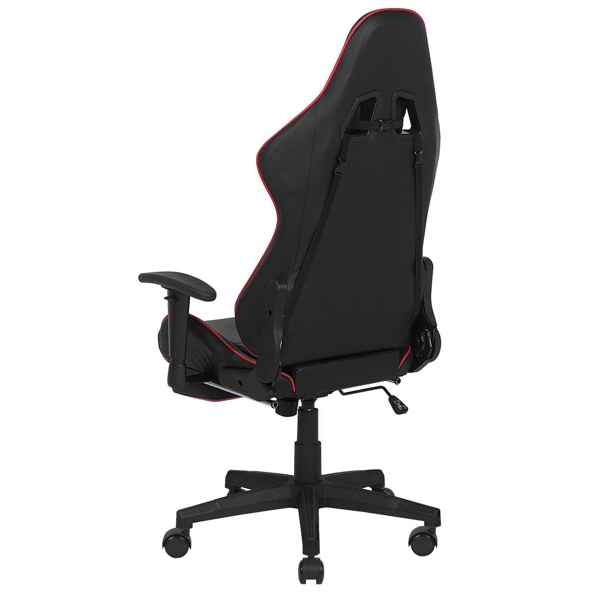GAMINGSTUHL Kunstleder Schwarz/Rot Victory - Schwarz, Kunststoff/Textil (60/124/60cm) - Beliani