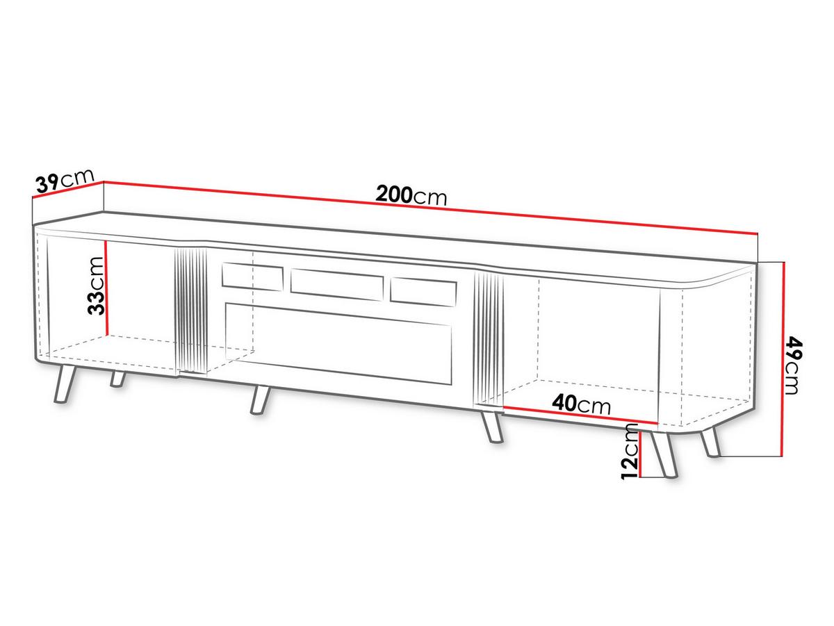 TV-LOWBOARD Volare 200 EF mit Kamin - Nussbaumfarben/Schwarz, Holzwerkstoff/Kunststoff (200/49/39cm) - MIRJAN24