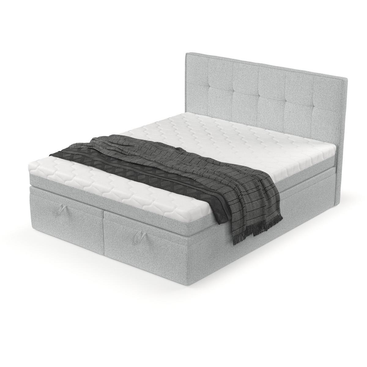 BOXBETT Arivo 140/200 cm Hellgrau im Riva Stoff - Hellgrau/Schwarz, Holz/Holzwerkstoff (140/200cm) - AltaBeds