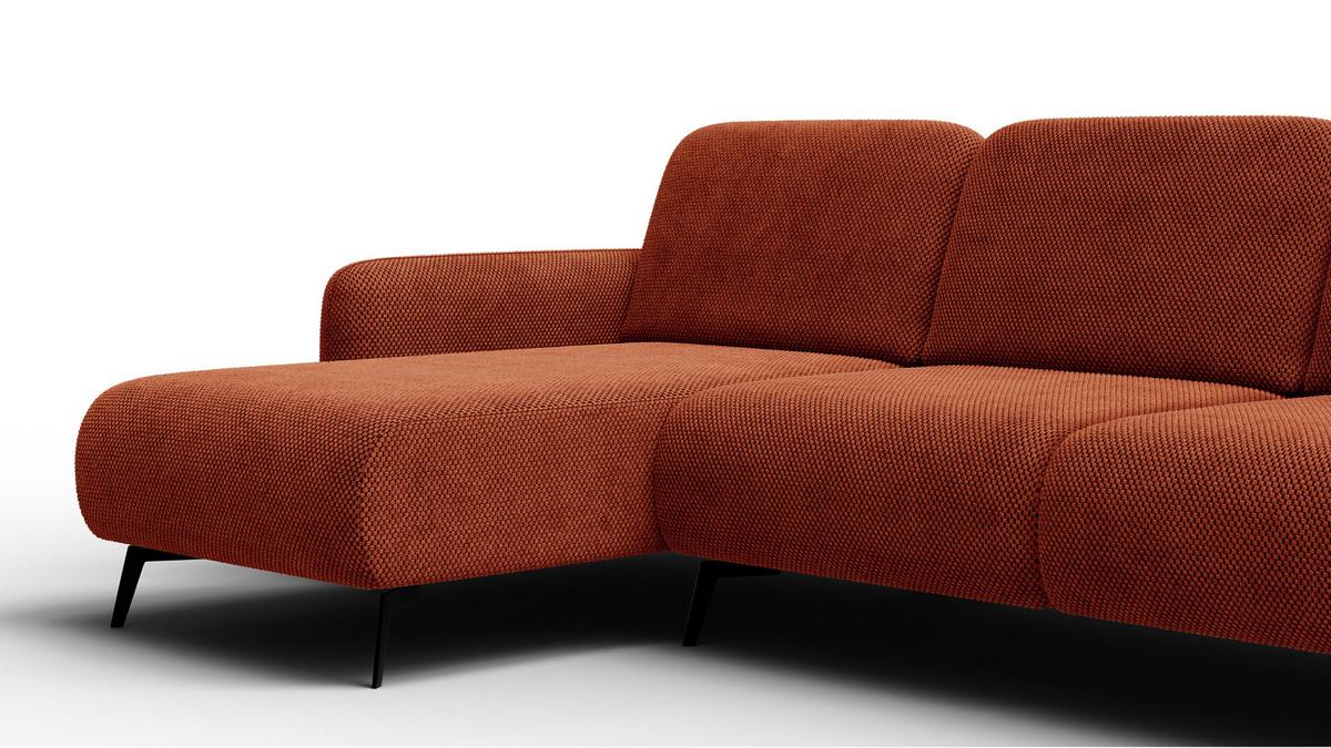ECKSOFA FEBE 4-Sitzer links, dunkelorange - Dunkelorange/Schwarz, Holz/Textil (264/157cm) - Wozimo