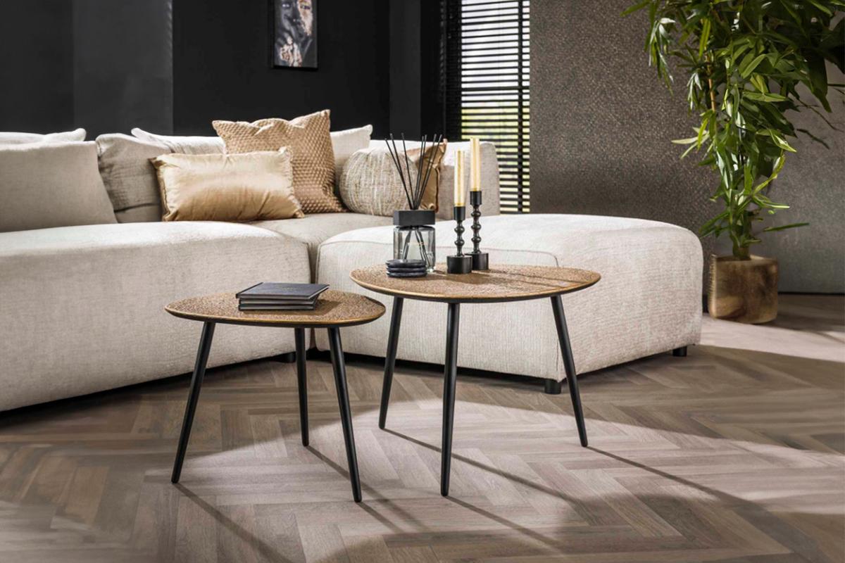 COUCHTISCH LAUCA 2ER SET Bronze Metall - Schwarz/Bronzefarben, Metall (59/80/43cm) - KAWOLA