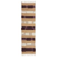 JUTETEPPICH handgewebt mit Fransen WHARFE, im Patchwork-Stil, Natur-Lila, 60 x 230 cm - Lila, Textil (230/60cm) - KADIMA DESIGN