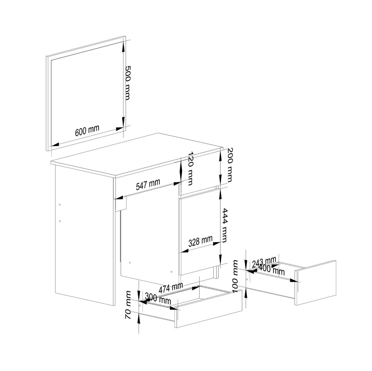 SCHMINKTISCH mit Spiegel - Eiche Artisan, Holzwerkstoff (90/142/50cm) - RAUMHIRSCH FURNITURE