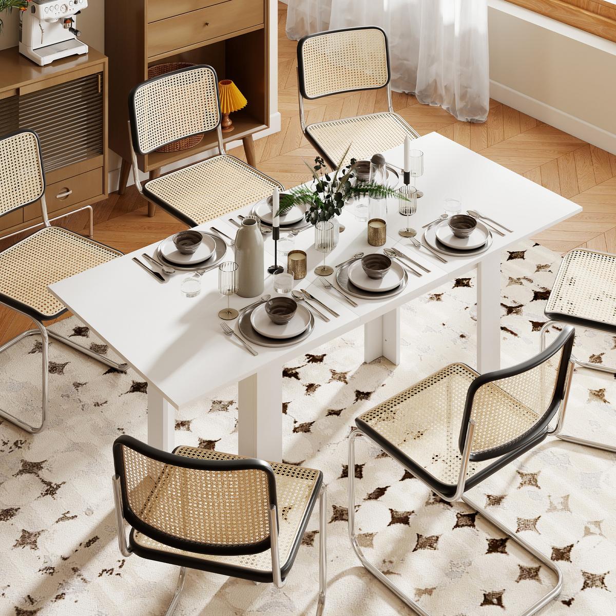 AUSZIEHBARER-ESSTISCH MDF Weiß - Weiß, Holzwerkstoff (180/80/75cm) - HOMCOM