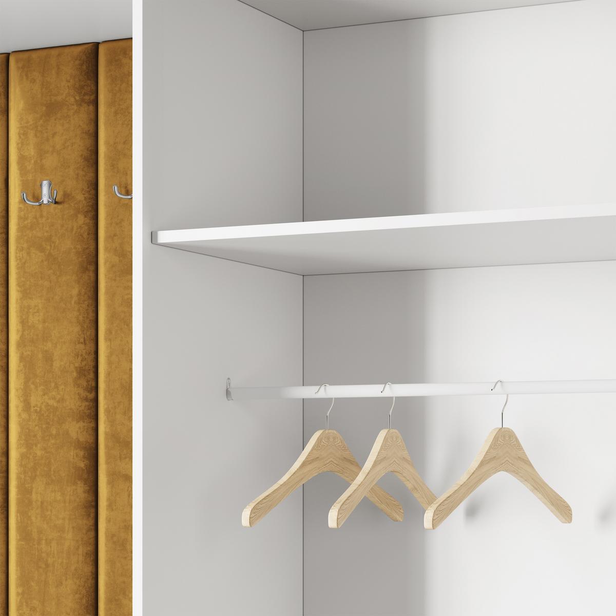 GARDEROBENSCHRANK REMA 180/240/60 cm Modern Garderobe-Set Weiß - Gelb/Weiß, Holzwerkstoff (180/240/60cm) - MASSENO