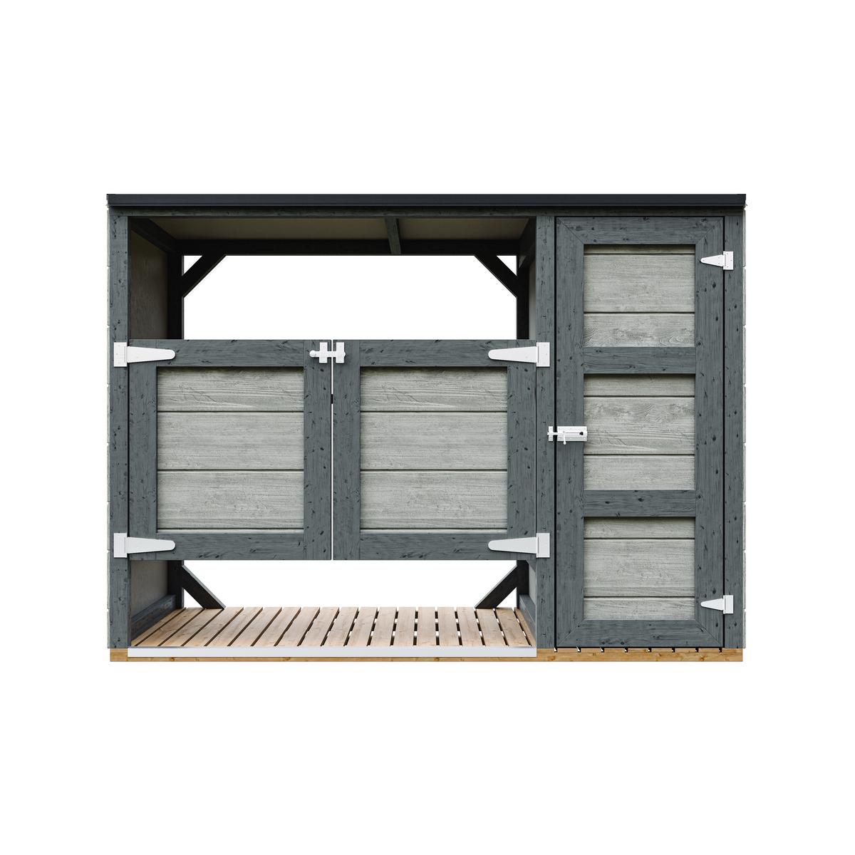 MÜLLTONNENBOX 2er 240L, M981A-TUNDRA CAVERN, aus wetterfestem LP Smartside Holz - Graubraun, Holz (217/159/75cm) - Timbela