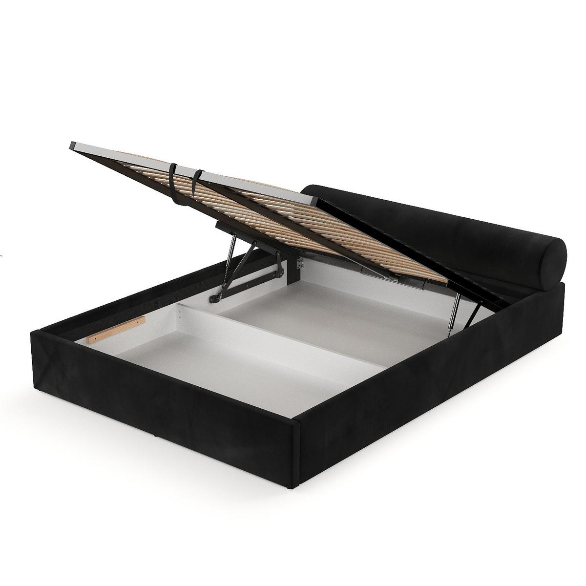 POLSTERBETT Solvo mit Stauraum 200/200 cm Schwarz im Kronos Stoff - Schwarz/Naturfarben, Holz/Holzwerkstoff (200/200cm) - AltaBeds