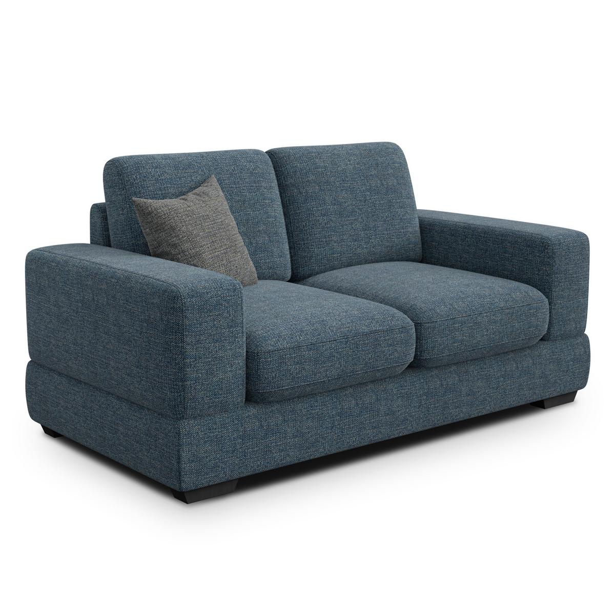 SOFA OTTO 2-Sitzer, marineblau - Blau/Schwarz, Holz/Textil (171/89/98cm) - Wozimo