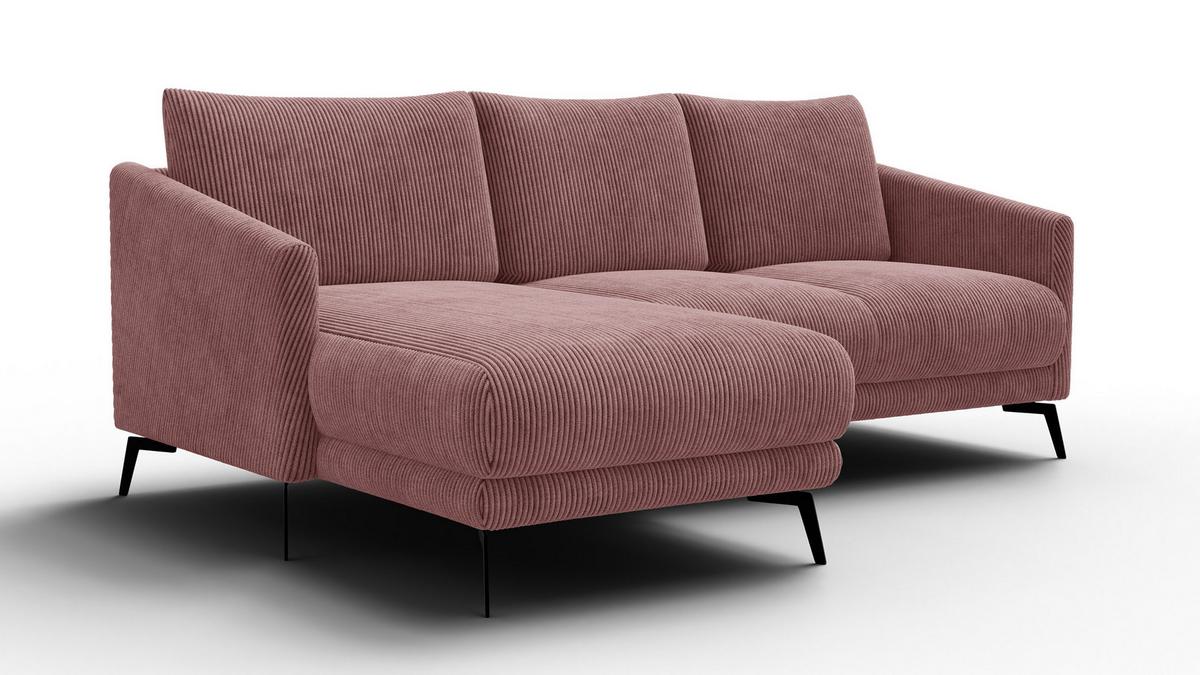 ECKSOFA VILT 3-Sitzer, altrosa - Altrosa/Schwarz, Holzwerkstoff/Textil (221/156cm) - Wozimo
