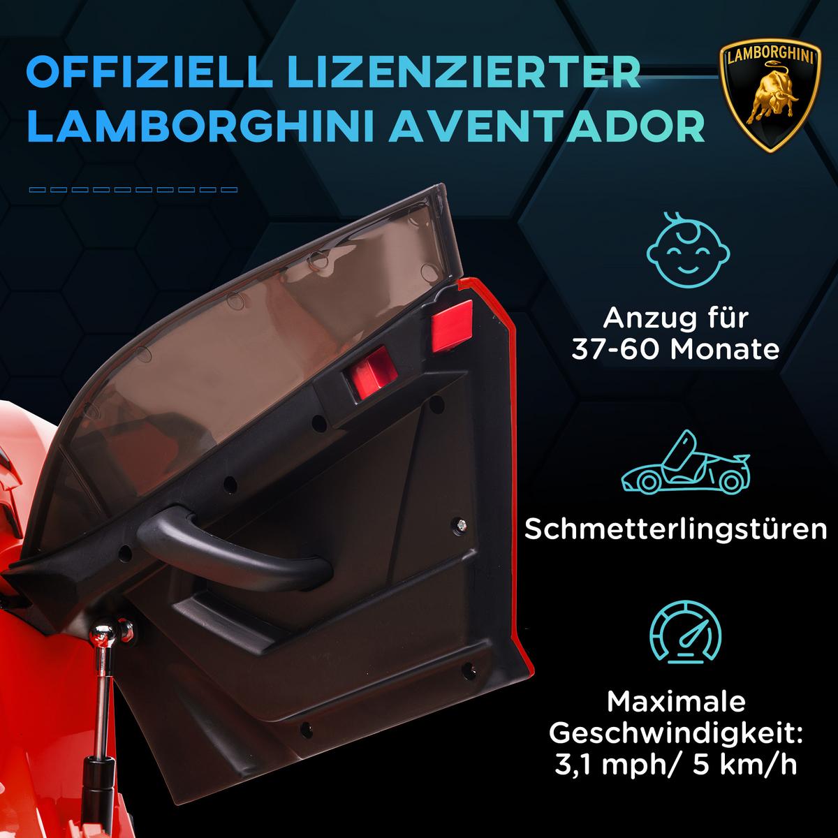 ELEKTROAUTO Elektrisches Kinderfahrzeug, Elektrofahrzeug inkl. Fernbedienung - Rot, Metall (107.5/63/42cm) - HOMCOM