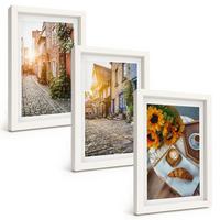 BILDER SET 3er Set - 20x30 cm Weißer Rahmen - Straßenkaffee Sonnenblumen - Weiß, Kunststoff (20/30cm) - TULUP