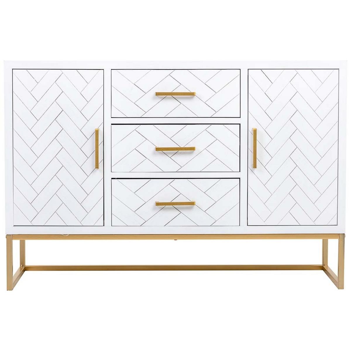 SIDEBOARD mit 3 schubladen und 2 türen aus holz und metall 120x40x81 cm - Weiß, Holz (120/81/40cm) - Wanderlust